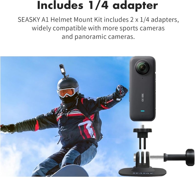 SEASKY [ 2Pack A1 Flexible Adhesive Helmet Mount use Genuine 3M for GoPro Hero13/12/11/10/9/8 Max DJI Action 5 Pro 4 3 Insta360 X5 X4 X3 Ace Pro 2 Sports Camera Accessories Flat Curved Surfaces - Image 4